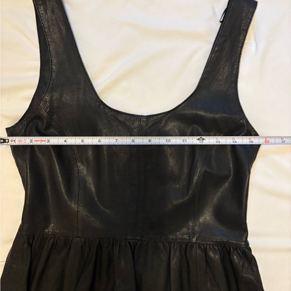 100% Lamb Leather Zara Black Sleeveless Fit & Flare Mini Dress Size M - Picture 6 of 7